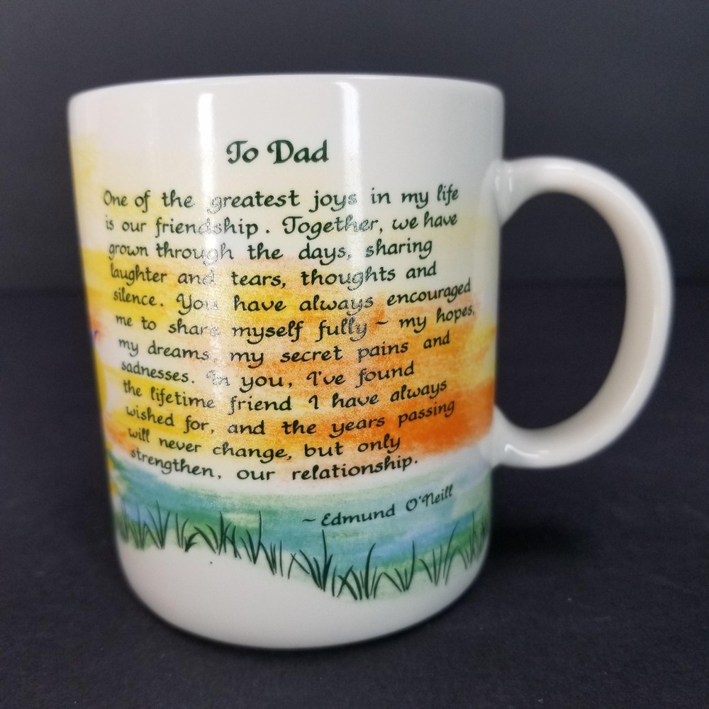 Papel Blue Mountain Arts To Dad Greeting‎ Mug Edmund O'Neill Poem Japan Vintage